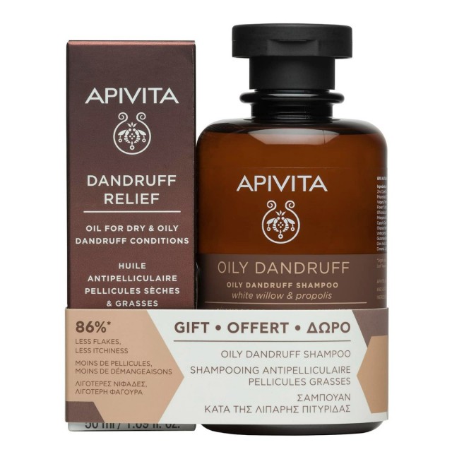 APIVITA - Promo Dandruff Relief Oil For Dry & Oily Hair 50ml & Δώρο Oily Dandruff Shampoo With White Willow & Propolis 250ml