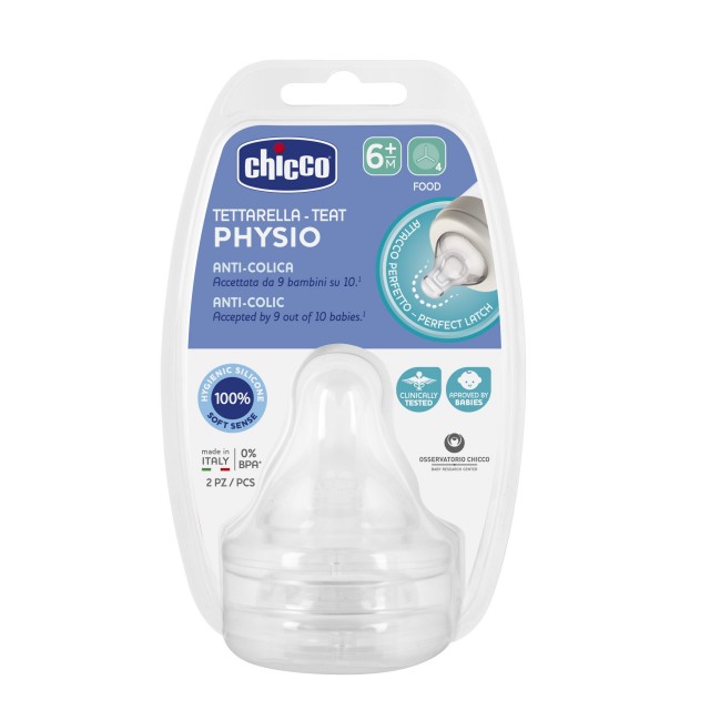 CHICCO - Physio Teat Anti-Colic Θηλή Σιλικόνης Ροής Φαγητού 6m+