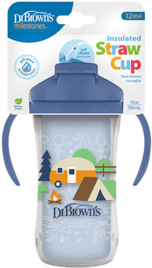DR. BROWNS - Milestones Κύπελλο Θερμός με Καλαμάκι & Λαβές 12m+ Αγόρι TC 01202 300ml