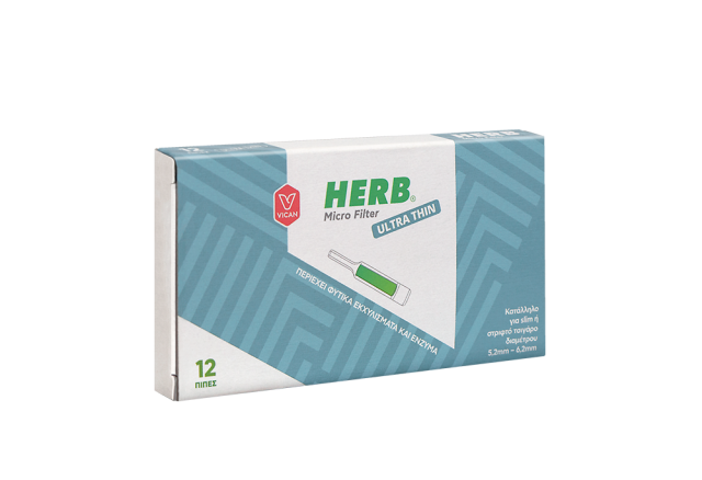 HERB - Micro Filter Ultra Thin Πίπες για Slim ή Στριφτό Τσιγάρο 12τμχ