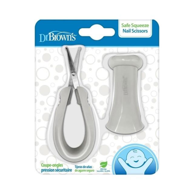 DR. BROWNS - Safe Squeeze Nail Scissors Βρεφικό Ψαλιδάκι Ασφαλείας Γκρι HG087 1τμχ