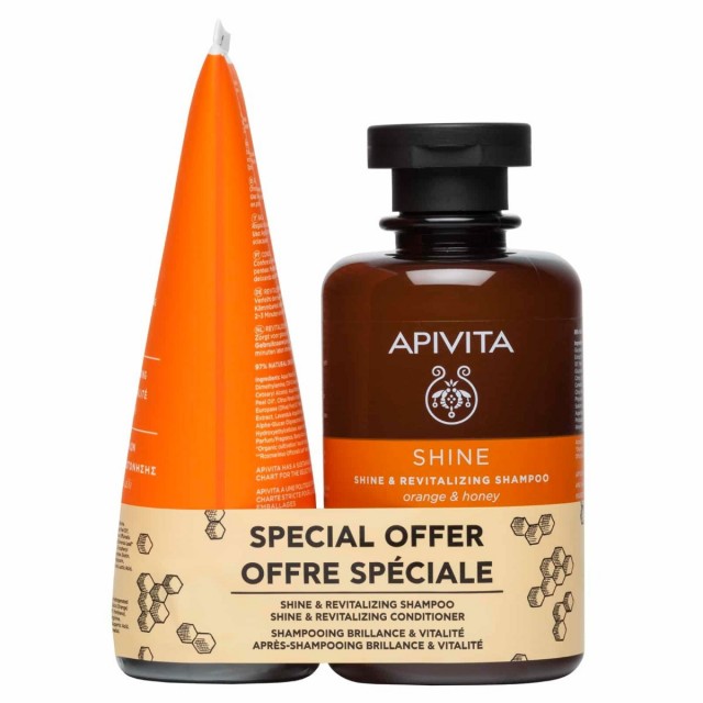APIVITA - Promo Σαμπουάν Λάμψης Αναζωογόνησης Με Πορτοκάλι Μέλι, 250ml Κρέμα Μαλλιών Λάμψης Και Αναζωογόνησης, 150ml.