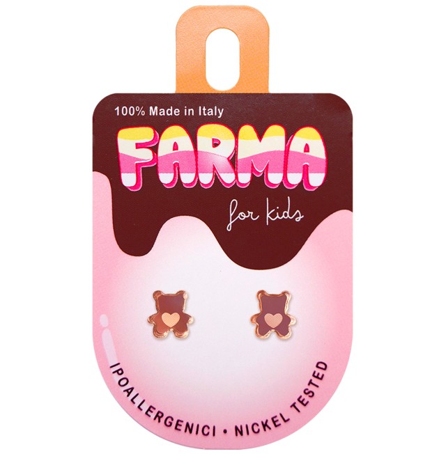 FARMA BIJOUX - Υποαλλεργικά Σκουλαρίκια for Kids Αρκουδάκια Ροζ-Χρυσό 9mm (L556) 1 Ζευγάρι