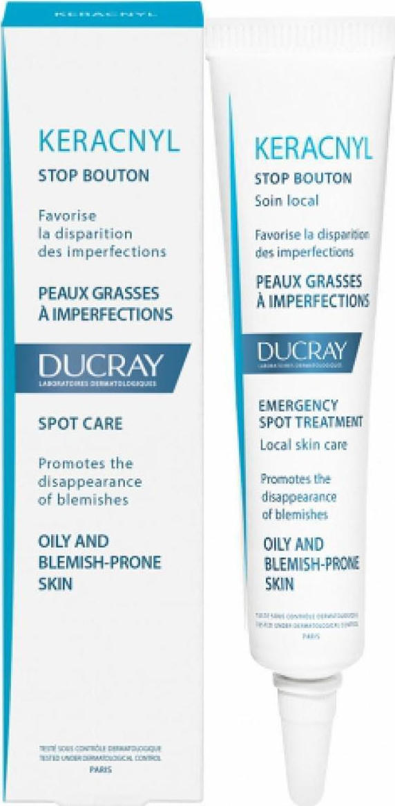 DUCRAY - Keracnyl Stop Bouton Topical Emergency Spot Treatment Gel για την Αμεση Αντιμετώπιση των Τοπικών Ατελειών, 10 ml