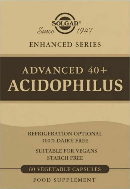 SOLGAR - Advanced 40+ Acidophilus Συμπλήρωμα Διατροφής για Ηλικίες 40+ με Προβιοτικά για Δυσλειτουργίες του Εντέρου 60 Φυτικές Κάψουλες