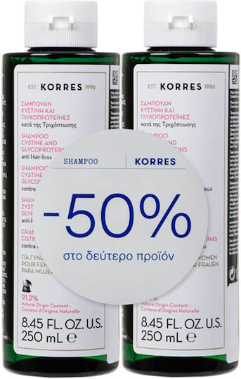 KORRES - Τονωτικό Σαμπουάν κατά της Γυναικείας Τριχόπτωσης με Κυστίνη & Γλυκοπρωτείνες 2x250ml