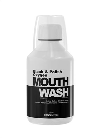 FREZYDERM - Black & Polish Oxygen Στοματικό Διάλυμα για την Ουλίτιδα κατά της Πλάκας και της Περιοδοντίτιδας για Λεύκανση 250ml