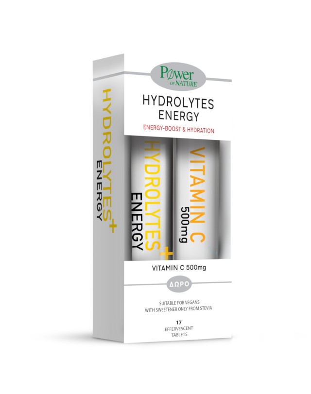 POWER HEALTH - Hydrolytes Energy 17 αναβράζοντα δισκία & Vitamin C 500mg Πορτοκάλι 20 αναβράζοντα δισκία