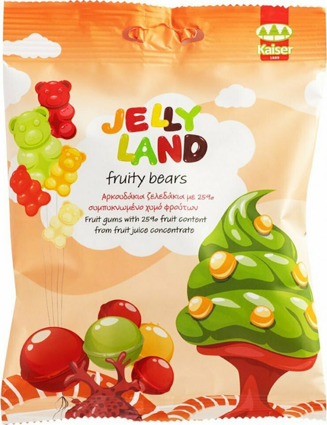 KAISER - Jelly Land Fruity Bears Μασώμενα Ζελεδάκια Αρκουδάκια από Συμπυκνωμένο Χυμό Φρούτων, 100gr