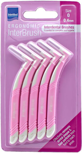 INTERMED - Ergonomic InterBrush Size 0 Μεσοδόντια Βουρτσάκια 0.4 mm Ροζ 5 τμχ