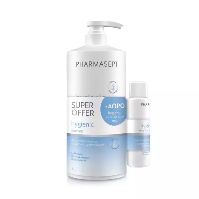 PHARMASEPT - Promo Hygienic Shower 1Lt & Δώρο Hygienic Ultra Hydra Lotion Ενυδατικό Γαλάκτωμα Σώματος 80ml