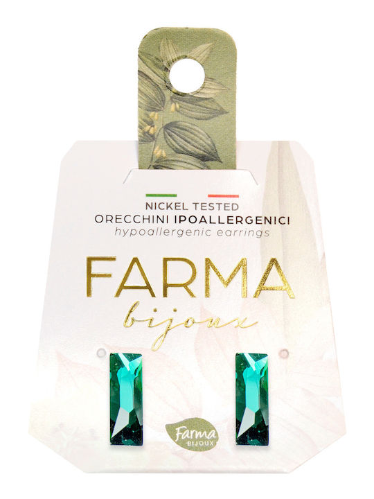 FARMA BIJOUX - Υποαλλεργικά Σκουλαρίκια Κρύσταλλα Σμαραγδί 12x4mm 1 Ζευγάρι