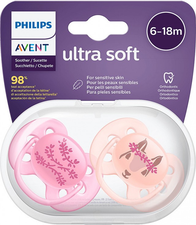AVENT - Πιπίλα Ultra Soft Σιλικόνης Ciel 6+ 2τμχ
