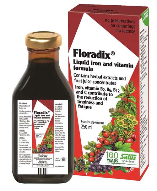 POWER HEALTH - Floradix Πλούσιο σε Χυμούς Φρούτων Ειδικά Εκχυλίσματα Τονωτικών Φυτών Σιδήρου και Βιταμινών 250ml