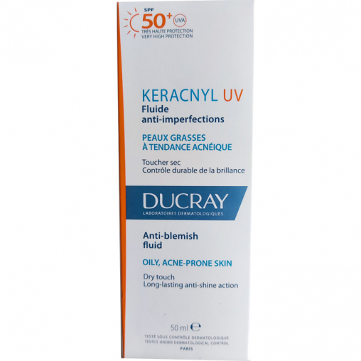 DUCRAY - Keracnyl UV Anti-Blemish Fluid Λεπτόρρευστη Αντηλιακή Κρέμα Υψηλής Προστασίας για Δέρμα με Τάση Ακμής 50ml
