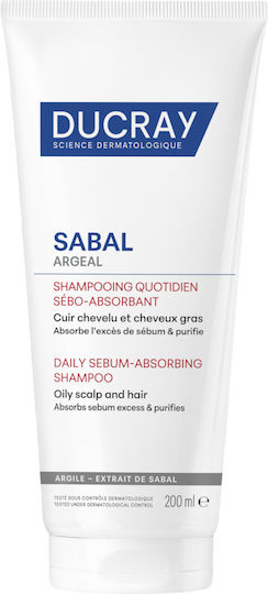 DUCRAY - Sabal Argeal Daily Shampoo - Σμηγματο-απορροφητικό Σαμπουάν Καθημερινής Χρήσης για Λιπαρά Μαλλιά 200ml