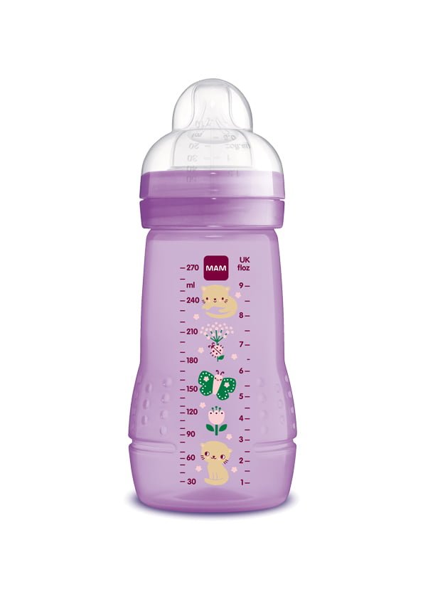 MAM - Easy Active Baby Bottle Πλαστικό Μπιμπερό Εύκολο στο Κράτημα 2m+ 360SG Ροζ 270ml