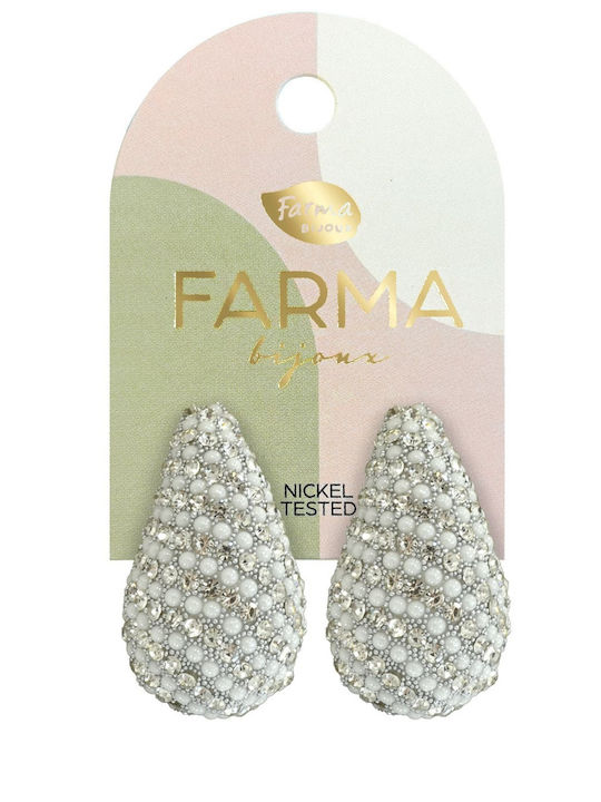 FARMA BIJOUX - Υποαλλεργικά Σκουλαρίκια Σταγόνες με Κρύσταλλα & Στρας (WOW12) 35mm 1 Ζευγάρι