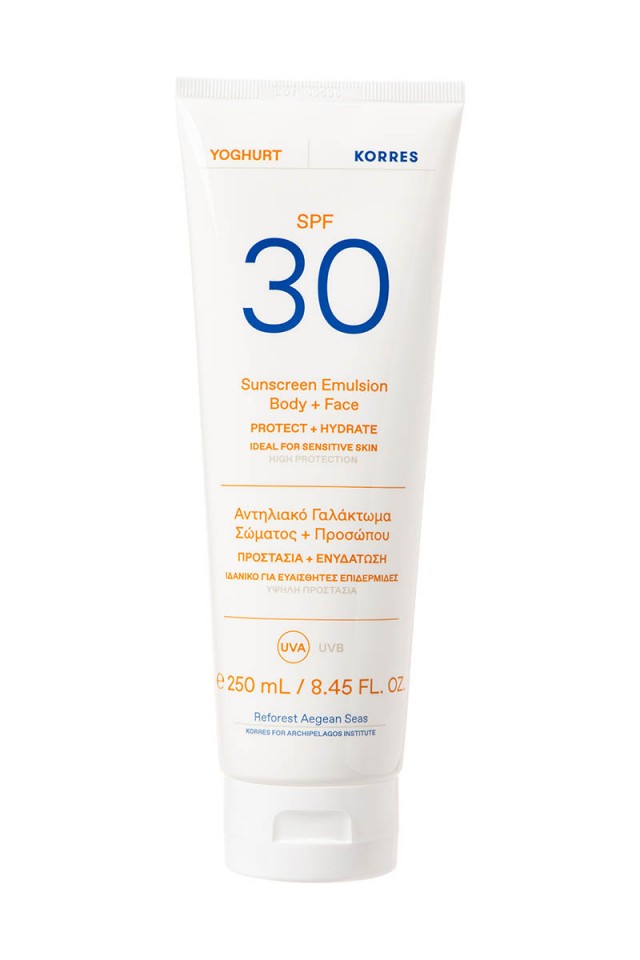 KORRES - Yoghurt Sunscreen Body & Face SPF30 Αντηλιακό Γαλάκτωμα Σώματος - Προσώπου 250ml