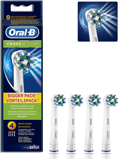 ORAL-B - CrossAction Ανταλλακτικές Κεφαλές για Ηλεκτρική Οδοντόβουρτσα 4 τμχ