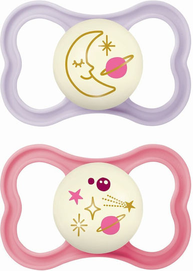 MAM - Ορθοδοντικές Πιπίλες Σιλικόνης Air Night για 16+ μηνών Μωβ-Ροζ 2τμχ