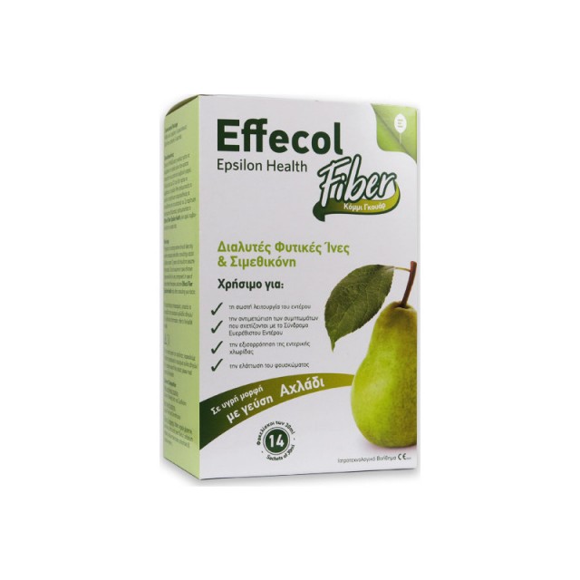 EPSILON HEALTH - Effecol Fiber Διαλύτες Φυτικές Ινες και Σιμεθικόνη με γεύση αχλάδι 14φακελάκια των 30ml