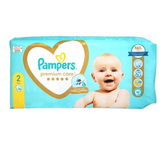 PAMPERS - Premium Care No2 (4-8 kg) Βρεφικές Πάνες 46τμχ