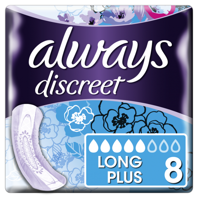 ALWAYS - Discreet Plus Long Plus Σερβιέτες για την Ακράτεια 8τμχ