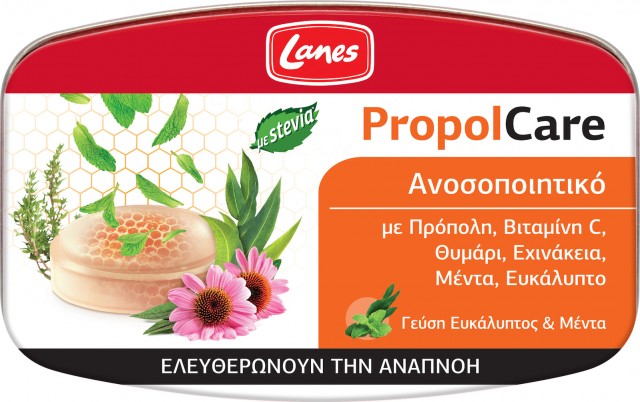 LANES - PropolCare Καραμέλες με Γεύση Ευκάλυπτο & Μέντα, 54gr