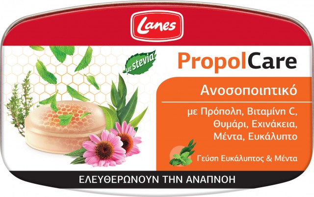 LANES - PropolCare Καραμέλες με Γεύση Ευκάλυπτο & Μέντα 54gr