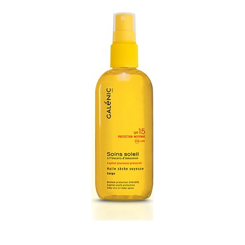 GALENIC - Soins Soleil Huile Sèche Soyeuse Corps Protection Moyenne SPF15 Αντηλιακό Λάδι Σώματος 150ml