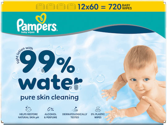 PAMPERS - Promo Pack Baby Wipes 99% Water Μωρομάντηλα 12 x 60τμχ (720 τμχ)