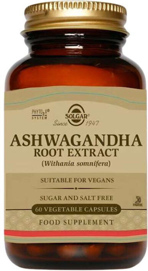 SOLGAR - Ashwagandha Root Extract, Συμπλήρωμα για Τόνωση & Ενίσχυση του Οργανισμού, 60 Φυτικές Κάψουλες