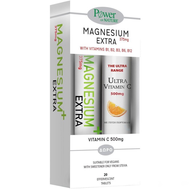 POWER HEALTH - Promo Magnesium Extra 375mg 20 αναβράζοντα δισκία & Vitamin C 500mg 20 αναβράζοντα δισκία