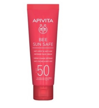 APIVITA - Bee Sun Safe Anti Spot Anti Age Defense Face Cream SPF50 Αντηλιακή Κρέμα Προσώπου Κατά Των Πανάδων και Των Ρυτίδων Βελούδινης Υφής 50ml