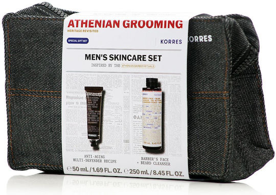 KORRES - Promo Athenian Grooming Mens SkinCare Set - Athenian Grooming Αντιγηραντική Κρέμα Προσώπου & Ματιών 50ml & Δροσιστικό Gel Καθαρισμού για Πρόσωπο & Γένια 250ml & Νεσεσερ