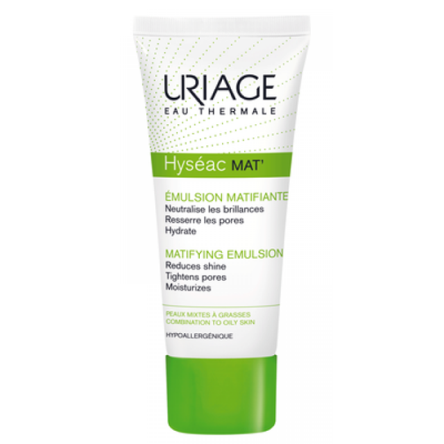 URIAGE - Hyseac Mat Emulsion Λεπτόρευστη Κρέμα Προσώπου για Λιπαρές - Μικτές Επιδερμίδες, 40ml