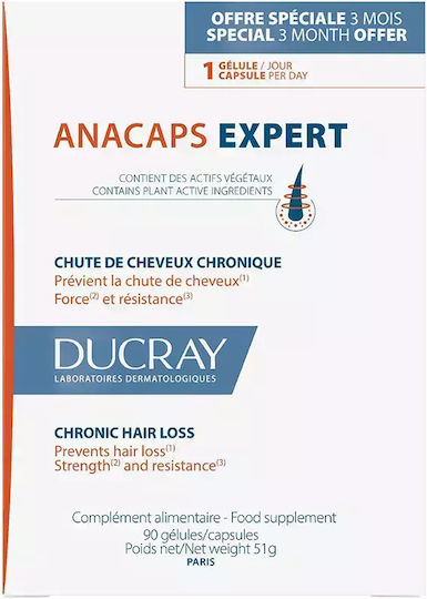 DUCRAY - Anacaps Expert Συμπλήρωμα Διατροφής για την Χρόνια Τριχόπτωση 90caps