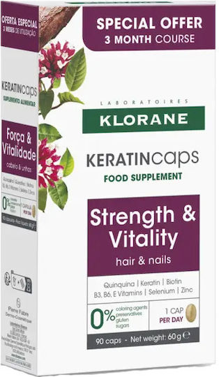 KLORANE - Keratin Caps - Strength & Vitality Ειδικό Συμπλήρωμα Διατροφής 90 κάψουλες