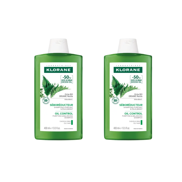 KLORANE - Promo Ortie Oil Control Shampoo Σαμπουάν για Λιπαρά Μαλλιά με Τσουκνίδα 2x400ml