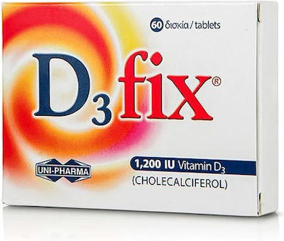 UNI-PHARMA - D3 Fix 1200 IU  Tablets 60tabs , Συμπλήρωμα Διατροφής με Βιταμίνη D3 60 Δισκία