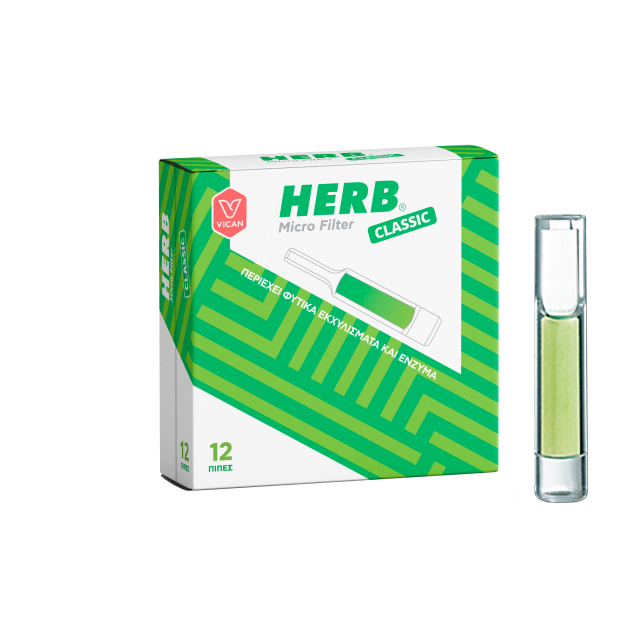 HERB - Micro Filter Classic Πίπες Τσιγάρου Με Φίλτρο Από Φυτικά Εκχυλίσματα & Ένζυμα 12τμχ