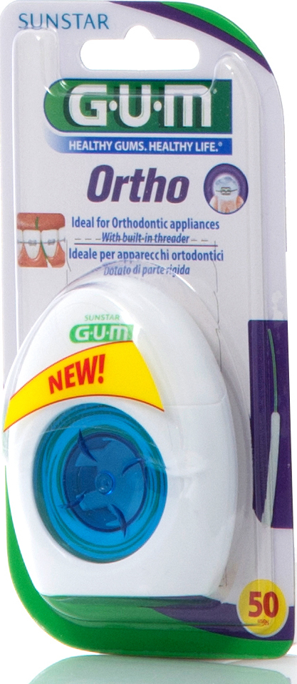 GUM -  Ortho Floss Οδοντικό Νήμα Κατάλληλο για Ορθοδοντικούς Μηχανισμούς 50 Χρήσεις