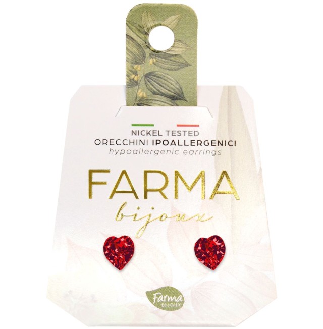 FARMA BIJOUX - Υποαλλεργικά Σκουλαρίκια Κρύσταλλα Κόκκινες Καρδιές 6,0mm (BE33C13) 1 Ζευγάρι