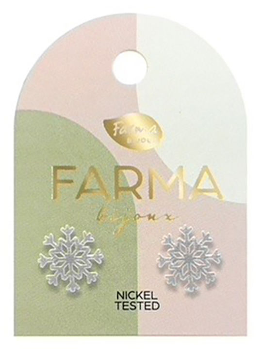 FARMA BIJOUX - Υποαλλεργικά Σκουλαρίκια Snowflake Χιονονιφάδα Ασημί (Α573) 10mm 1 Ζευγάρι