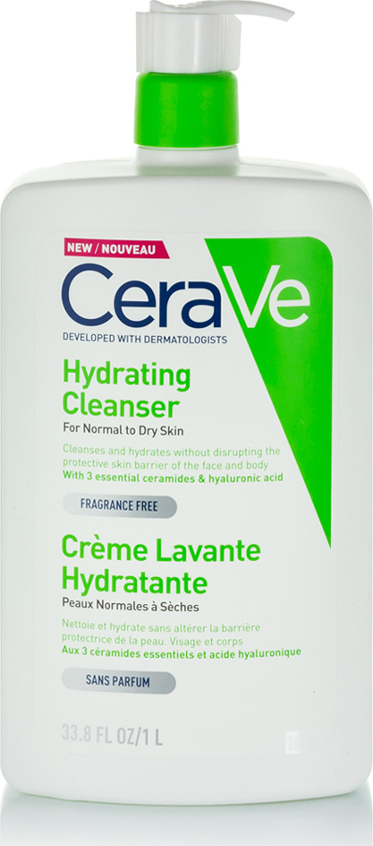 CERAVE - Hydrating Cleanser Cream for Normal to Dry Skin Κρέμα Καθαρισμού για Κανονική έως Ξηρή Επιδερμίδα 1lt