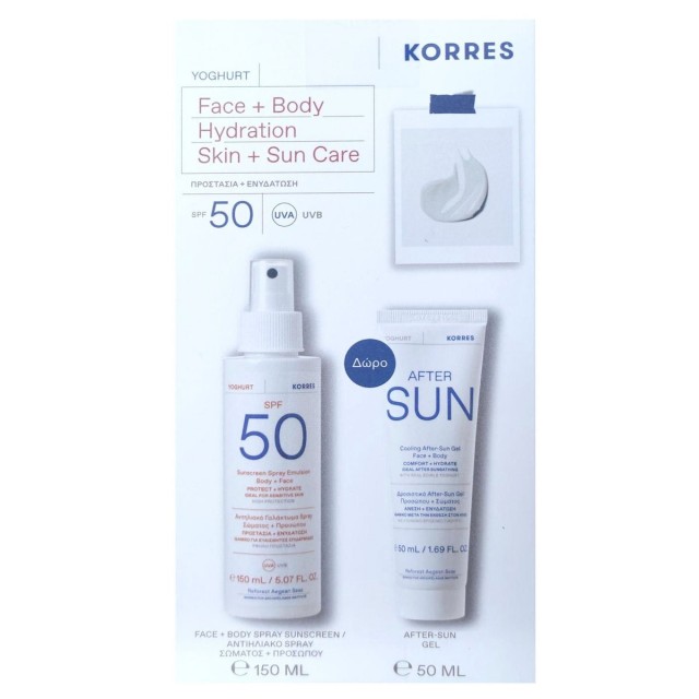 KORRES - Promo Face & Body Synscreen Αντηλιακό Πρόσωπο & Σώμα SPF50 Spray 150ml & After Sun για Πρόσωπο & Σώμα 50ml