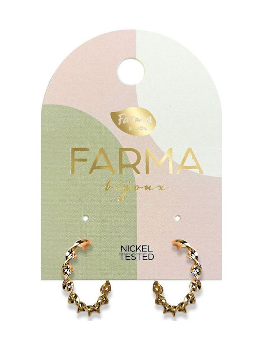FARMA BIJOUX - Υποαλλεργικά Σκουλαρίκια Twisted Hoops Χρυσοί Κρίκοι (CG885) 16mm 1 Ζευγάρι