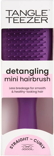 TANGLE TEEZER - The Mini Ultimate Detangler Straight - Curly Μικρή Βούρτσα Μαλλιών για Ξεμπέρδεμα για Ίσια- Σγουρά Μαλλιά Μωβ 1τμχ