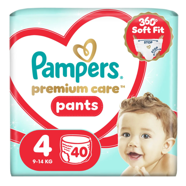 PAMPERS - Premium Care Pants Πάνα-Βρακάκι No4 (9-15 kg) 40τμχ